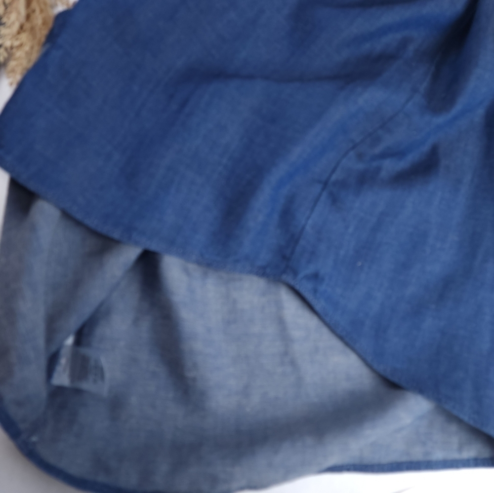 Loft Blue Lyocel Linen Blend Button Down Dress Sz Xs - Picture 7 of 11